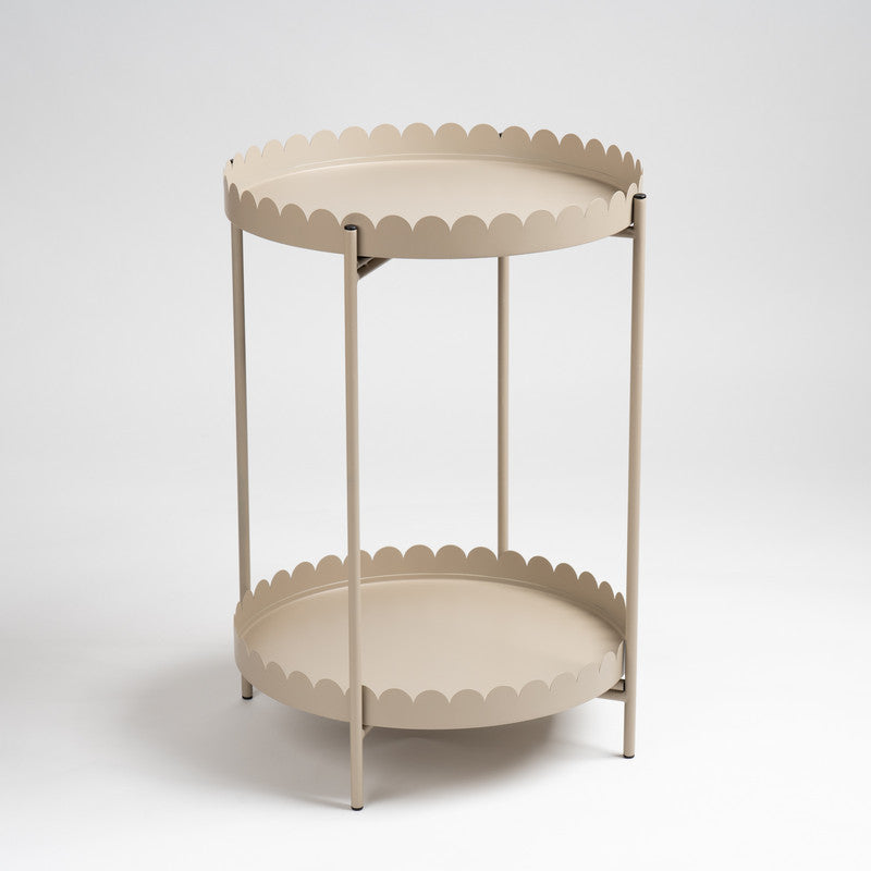 Greige Scallop Round Side Table